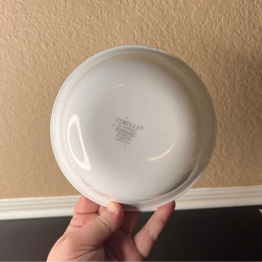 Corelle Corning Rosemarie Cereal Soup Bowl, Two Green Stripes, 6” Salad, Sauce